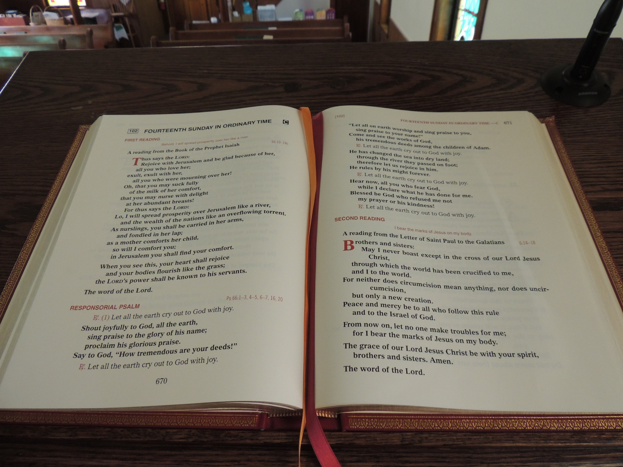 Open Bible or missal at the church lectern