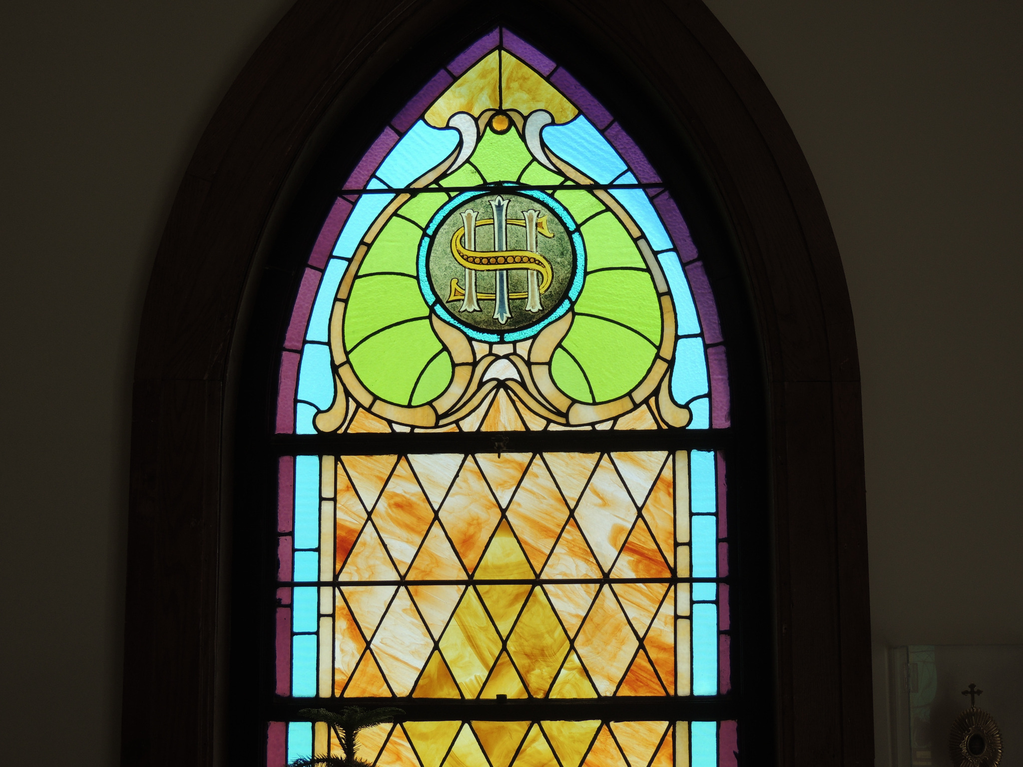 Stained glass window inside St. Thomas the Apostle church